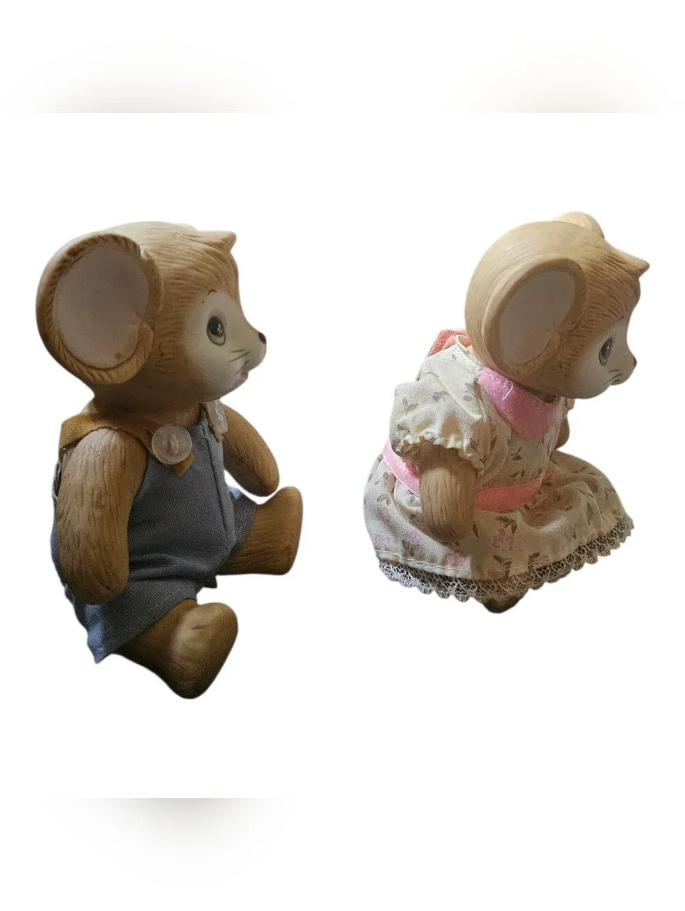 Vintage 80's Homco Jointed Country Mice Porcelain Figurines Set